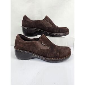 Eurostep Womens 11 Terri Clogs Shoes Brown Leather Slip On Mid Heel Suede
